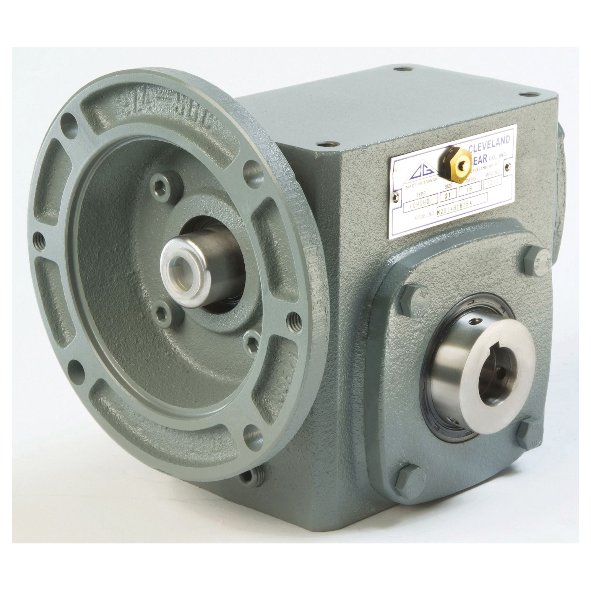 Modular Speed Reducer, 15:1 Gear Ratio, 5.31 hp Input/4.74 hp Output, Quill Input, Hollow Output, 0.8758/0.8771 in Dia Bore Quill Shaft Input, 1.5004/1.5013 in Dia Bore Hollow Output, 116.7 RPM, 1750 RPM, 2561 in-lb, 3-1/4 in Centre Distance, 3/16 x 3/32 in Quill and 3/8 x 3/16 in Hollow Keyway, PAO Synthetic Oil Lubrication, Cast Iron