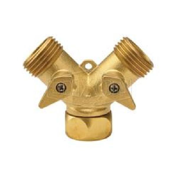 Double Y-Valve, Garden Hose Thread, 100 psi, 140 F, Forged Brass Body