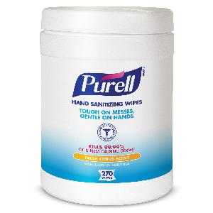 Hand Sanitizer Wipes, 270/Canister, 6/Carton