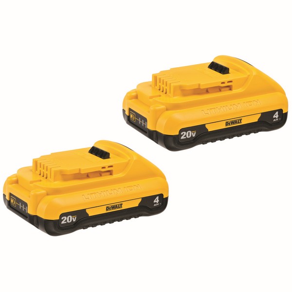 Battery, Compact, Lithium-Ion Battery, 4 Ah Battery, 20 VDC Charge, For Use With: Tools and Chargers, 5 in L Dimensions