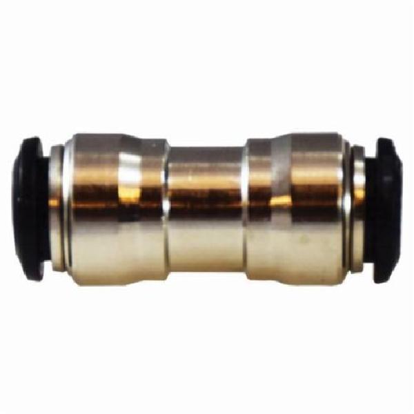 Bulkhead Union, Coupling Fitting/Connector, 6 mm Nominal, Push-In End Style, 0 to 250 psi Pressure, 0 to 160 °F, Brass, Nickel Plated, 1.326 Inch Length x 0.488 Inch Width Dimensions