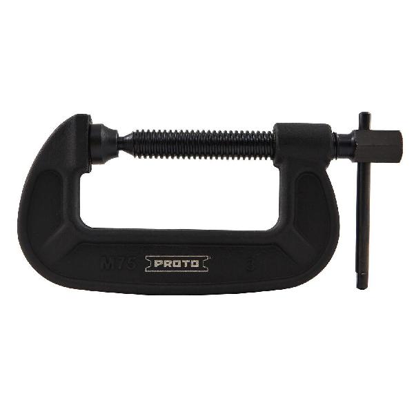 C-Clamp, Regular Duty, 2-3/8 in Throat Depth, 3 in Jaw Opening, Flat Anvil, 3500 lb Clamping, Forged Steel Body