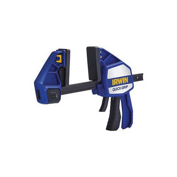 Bar Clamp/Spreader, Heavy Duty One Handed, 50 in Clamping, 3-5/8 in Throat Depth, 9-1/4 to 58-7/8 in Spreading, 600 lb Clamping, Plastic Resin Handle, Steel Bar, Blue