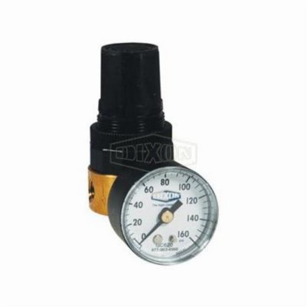 Miniature Water Regulator, RB3 Series, 1/8 Inch NPT/BSPP-G, 11 scfm, 2 to 125 psig Adjustable, 40 to 125 °F, Brass