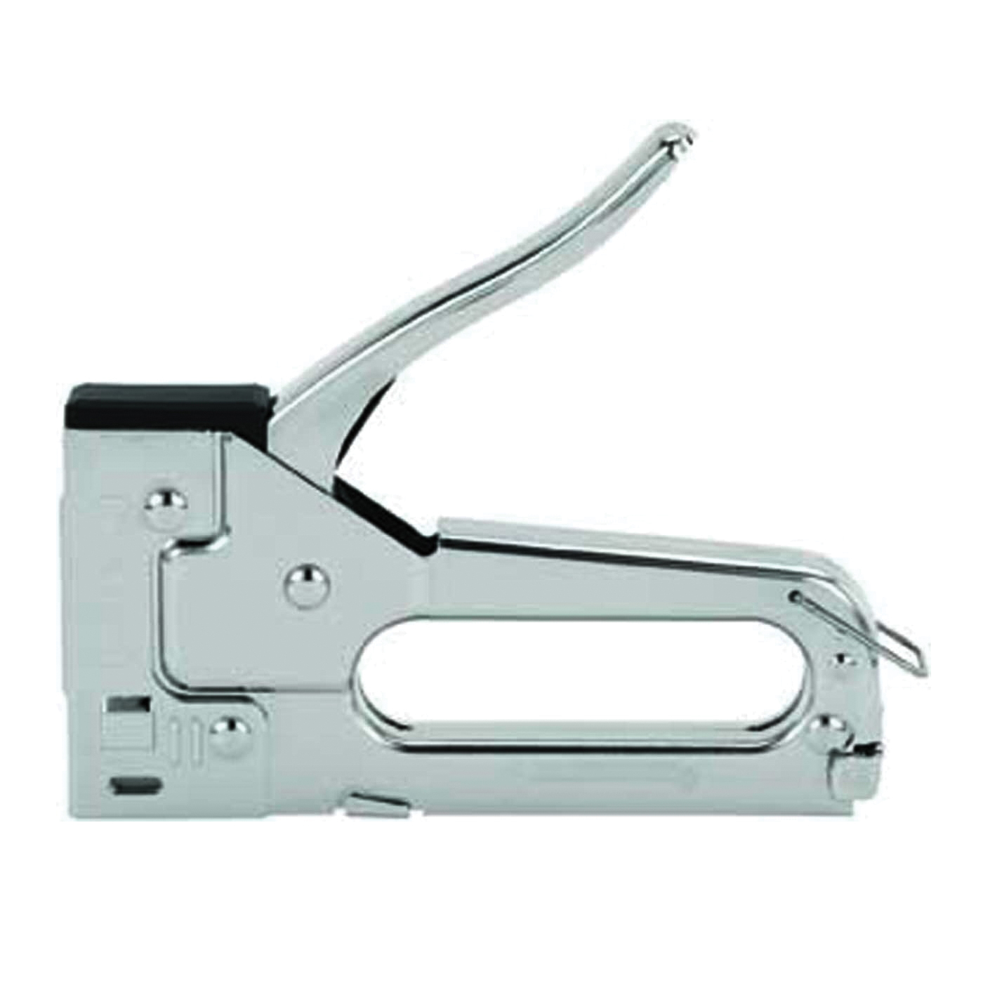 Staple Gun Kit, Light Duty, 7/16 in Crown Width, 8.1 in Overall Length, 7.1 in Overall Width, 2.8 in Overall Height, Steel, Polished Chrome