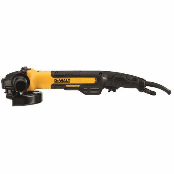 Small Angle Grinder, Brushless Corded Rat Tail, Tool/Kit: Bare Tool, 7 in Wheel Dia, 5/8-11, 8500 RPM, 120 VAC, 13 A, Plastic Housing, Side, Black/Yellow, No Lock Trigger Switch Control, No Lock Trigger Switch, 19 in L