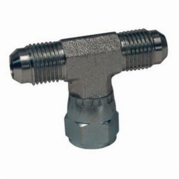 Hydraulic Tee, Series: 6600, 3/4-16 Nominal, 37 °Female JIC Swivel x 37° Male JIC Flare, 4000 psi, Steel, Zinc Plated, Domestic