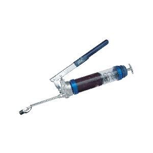 Heavy Duty Grease Gun With 6 Inch Rigid Extension, 16 Oz Clear Tube, 4500 psi Operating, Lever Action Drive