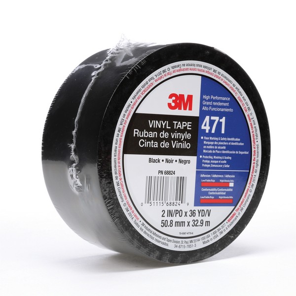 Vinyl Tape, High Performance, 36 yd Length, 1 Inch Width, 5.2 mil Thickness, Black, Rubber Adhesive, Vinyl Backing, 14 in-lb Tensile Strength, 170 °F Maximum Operating, 40 °F Minimum Operating