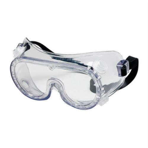 Crews Protective Goggles, Indirect Vented Scratch Resistant, Series: Standard Goggle, Universal, Duramass® Hard Coat Lens Coating, Clear Lens, OTG, Clear Frame, PVC Frame, Polycarbonate Lens, Rubber Strap, Specifications Met: ANSI Z87+, CAN/CSA Z94.3