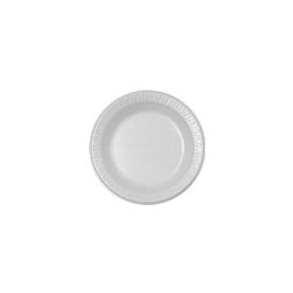 Foam Plate, Disposable Insulated Reduced Cube, 10-1/4 Inch, Round Shape, Laminated Styrofoam, White