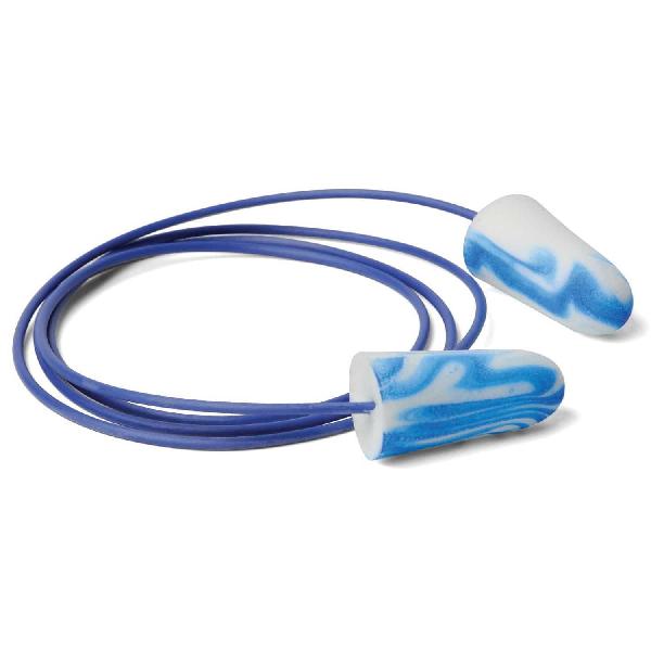 Disposable Earplug, Metal Detectable, Series: SpakPlugs, Corded Design, 33 dB Noise Reduction, Tapered Shape, Universal Size, Blue Plug, Polyurethane Plug, Plastic Cord, Specifications Met: ANSI S3.19-1974, Disposable/Reusable: Disposable