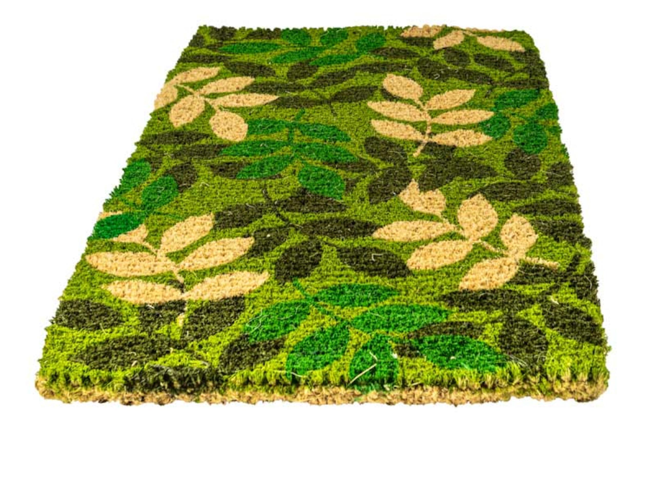 Entrance Mat, Green Leaf Woven Coir, Series: C11GL, 30 in Length, 18 in Width, 1/2 in Thickness, Green Leaf, Coir, Outdoor Indoor/Outdoor