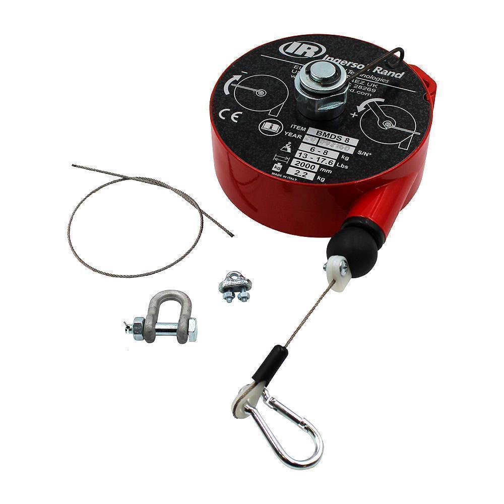 Spring Balancer, Medium Duty, Series: BMDS, 13.2 to 17.6 lb Load, 6.5 ft Cable Length, 5.5 lb Reel Weight, Stainless Steel Cable, Aluminum Housing Material