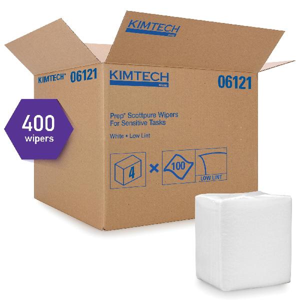 Critical Task Wiper, 12 in W Size, 100 Sheets Capacity, 15 in Length, White, Polyester Spunlace/Rayon, 1/4 Fold Package Type