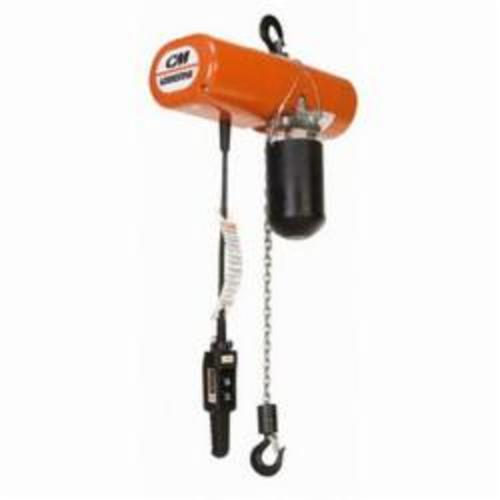 Electric Chain Hoist, Triple Reeving, 3 ton, 16 ft, 20 ft Lifting Height, 5.5 fpm Lift Speed, 29-9/16 in Minimum Between Hooks, 1-Speed/NEMA 4X Pushbutton Control Pendant Control, 1 hp, 115 V AC, 14.2 A, 30-1/8 in Headroom, Orange