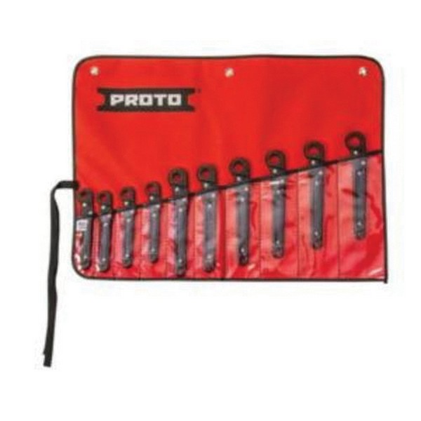 Wrench Set, Ratcheting, Metric System of Measurement, 10 to 19 mm, 10 Piece, 12 Point, Flare Nut, Box End Drive, Black Oxide