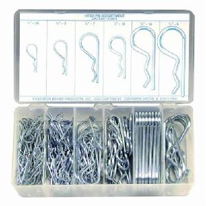Hitch Pin Clip Assortment, Measurement System: Imperial, 150 Piece, Steel, Plain