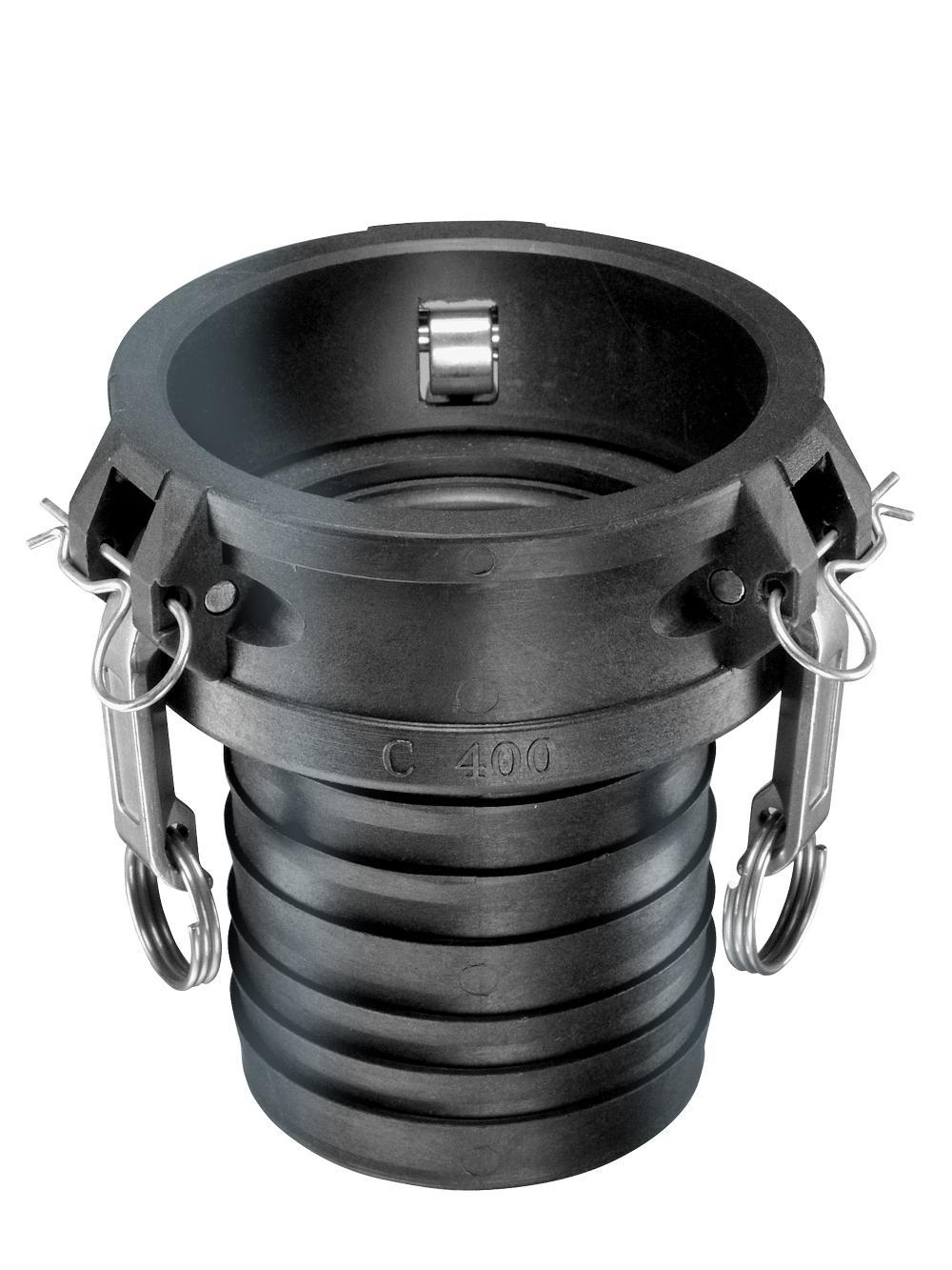 Coupling, Fitting/Connector: Coupling, 2 in Nominal, Female Coupler x Hose Shank End Style, 100 psi Pressure, Polypropylene, Import