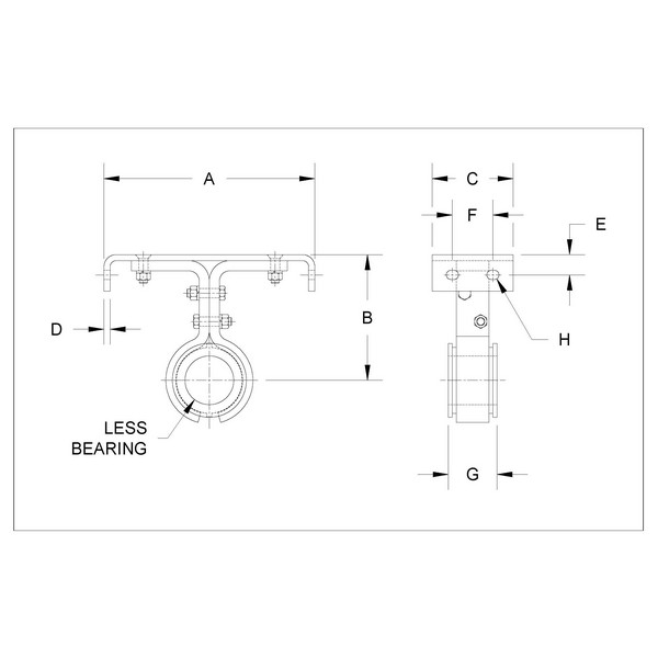 U-Trough Hanger, 16 Inch Diameter, 3 Inch Shaft, Style 226, U-Trough