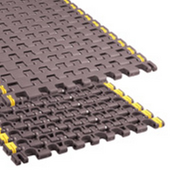 Conveyor Chain, Straight Running, Series: 7956, 31.8 mm Pitch, 18 Inch Plate Width, 12.7 mm Plate Thickness, 152 mm Minimum Back-flex Radius, Polypropylene Pins, Acetal, Brown