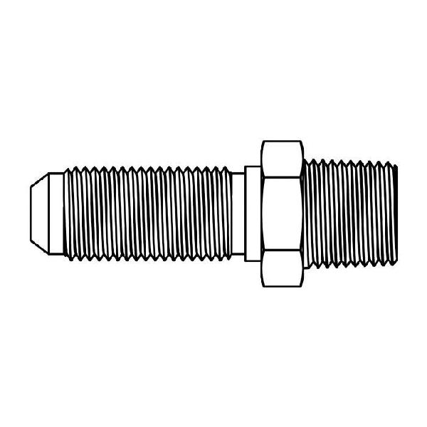 JIC to Pipe Bulkhead Adapter, Straight, Series: SS-2706, 3/4-16 x 1/2-14 Nominal, 37 deg Male JIC x MNPT End Style, Stainless Steel, Import