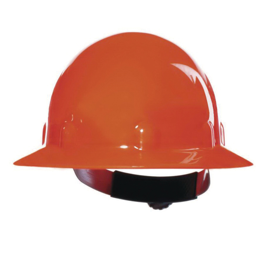 Hard Hat, Full Brim, Series: E1, Unisex Size, Hi-Viz Strong Orange, Thermoplastic, 8-Point Suspension, ANSI Electrical Class Rating: Class C, E and G, ANSI Impact Rating: Type I, Ratchet Adjustment