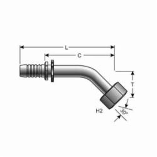 Hydraulic 45° Elbow, 1 Inch Hose ID, 41 mm Hex Nut, 6.12 Inch Length, Steel