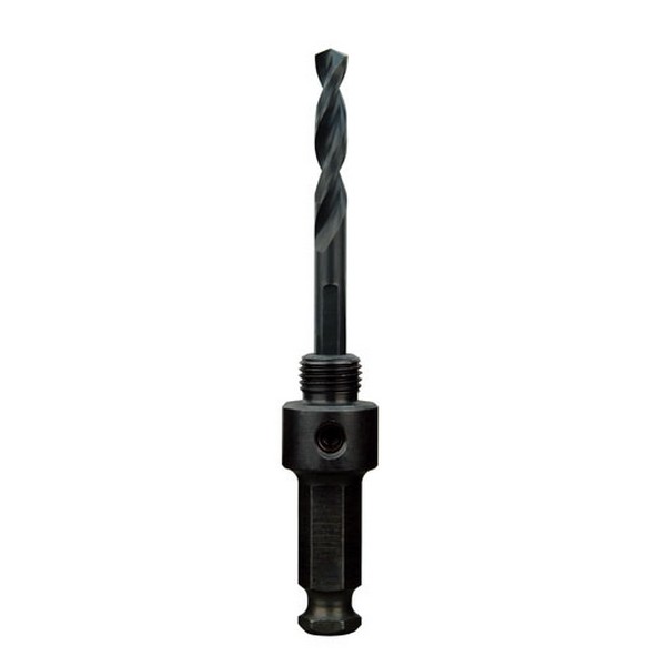 Basic Hole Saw Arbor, Small Thread, Up to 1-3/16 in Arbor, Hex Shank, 7/16 in Shank, Hardened Steel Cutting Edge, Hardened Steel, Black