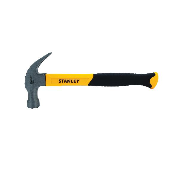 Nailing Hammer, Smooth Face Surface, 20 oz Head, Carbon Steel Head, Straight, Fiberglass Handle, Ergonomic Rubber Grip, Curved Claw Style