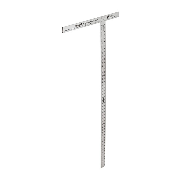 T-Square, Drywall Heavy Duty Professional, 48 in L Size, Graduations: 1/8 in, Measuring System: Imperial, 48 in Tongue, 22 in Width, 3/16 in Thickness, Aluminum, Anodized, Silver