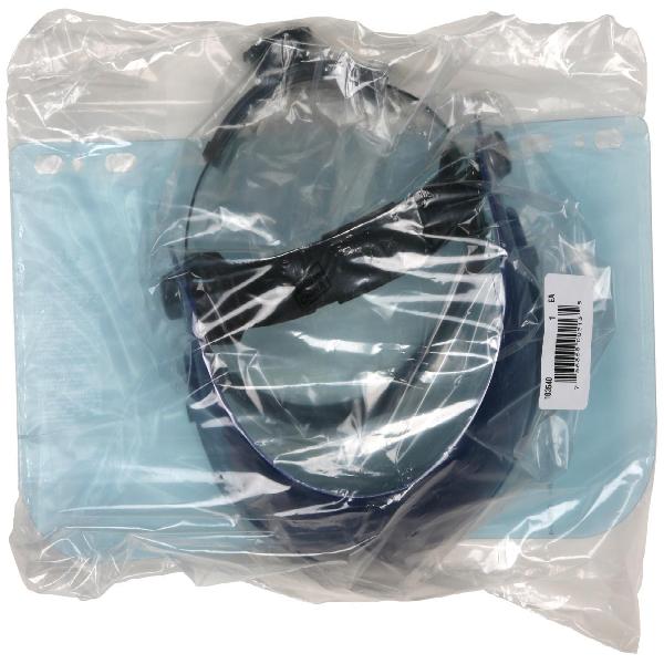 Faceshield Headgear Combo Unit, Blue Frame/Clear Shield, Polycarbonate Glass, Ratchet Adjustment