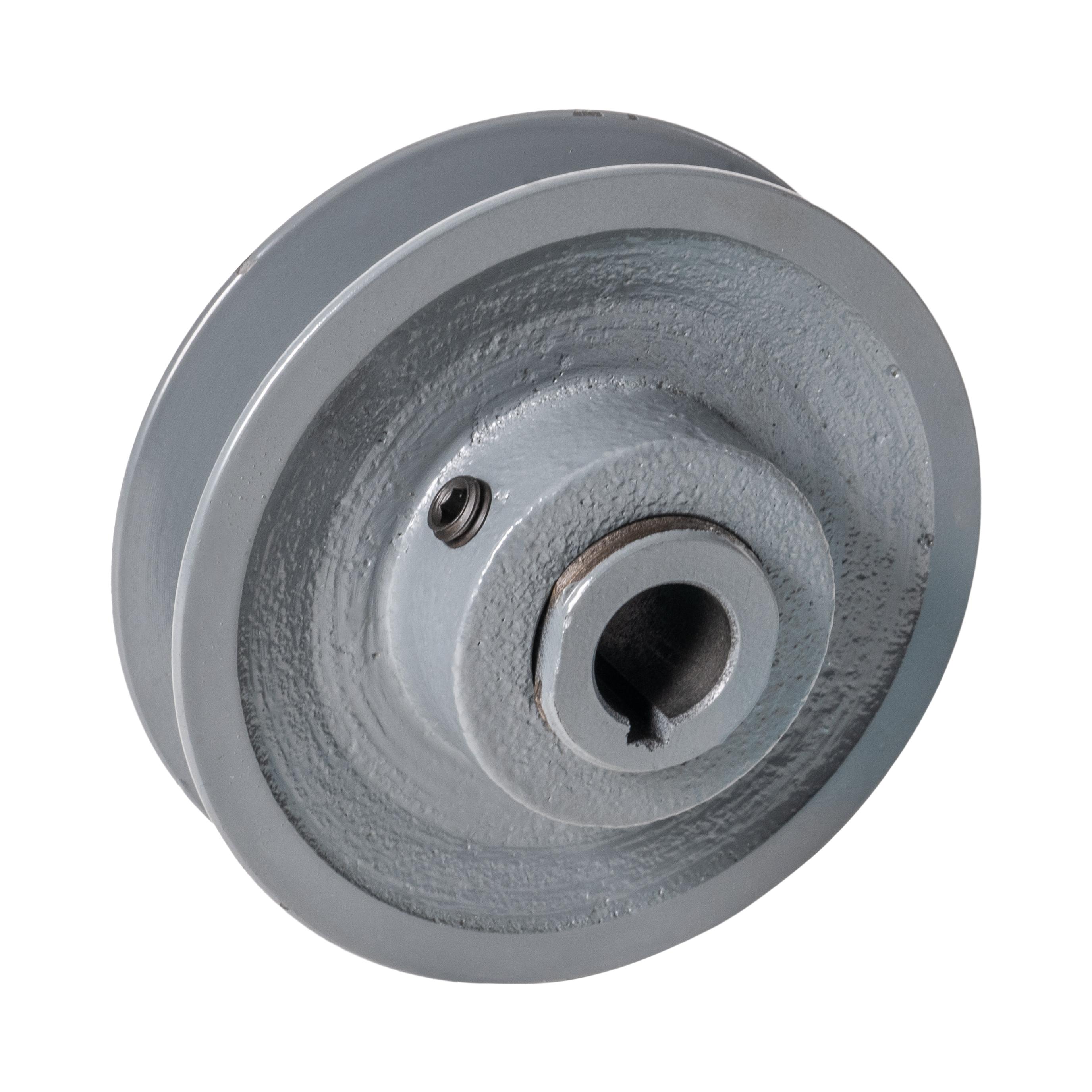 Adjustable Sheave, Variable Pitch, Finished Bore, 0.5 in Bore, 4.75 in OD, 3.3 to 4.1 in (3L)/3.4 to 4.4 in (A/4L)/3.7 to 4.7 in (B/5L) Pitch Diameter, 1 Grooves, 0.688 to 1.06 in Face Width, 1.996 in Overall Length, For Use With: 3L, 4L, 5L, A and B Belts, Cast Iron, Gray