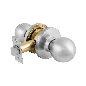 Cylindrical Ball Knob, Commercial Grade, Series: BLC, Lockset Function: Privacy, Ball, 2-3/4 x 1-1/8 in Strike Dimension, Grade: 2, 2-3/4 in Backset, 2 Keys, Different Keying, For Door Thickness: 1-3/8 or 1-3/4 in, Polished Chrome/Brushed