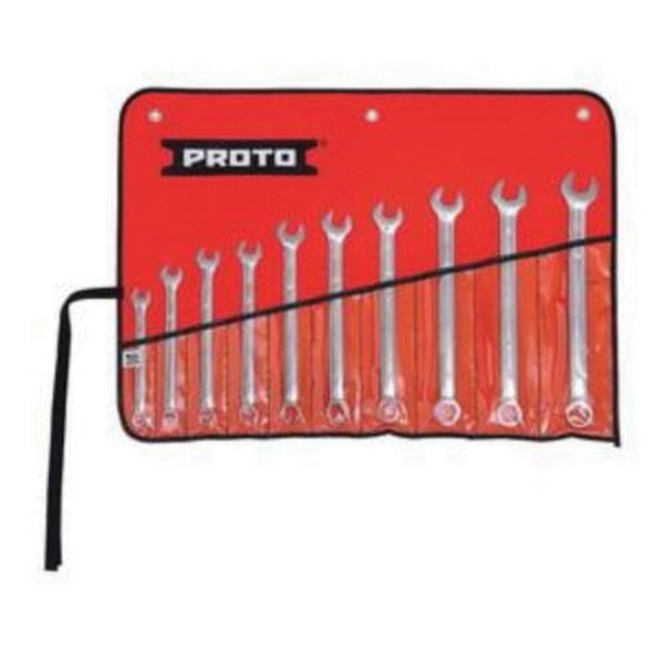 Combination Wrench Set, Anti-Slip Design, Metric System of Measurement, 10 to 19 mm, 10 Piece, 6 Point, Box/Open End Drive, Straight, Full Polished