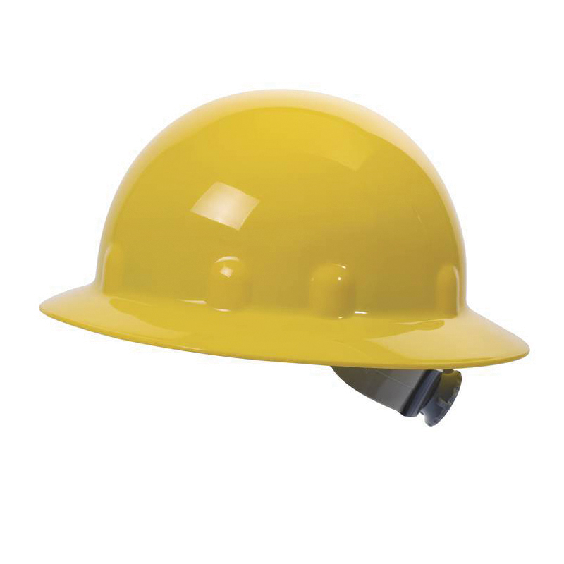Hard Hat, Full Brim, Series: E1, Unisex Size, Fits Minimum Hat Size: 6-1/2, Fits Maximum Hat Size: 8, Yellow, Thermoplastic, 8-Point Suspension, ANSI Electrical Class Rating: Class C, E and G, ANSI Impact Rating: Type I, Slotted: No, Ratchet Adjustment