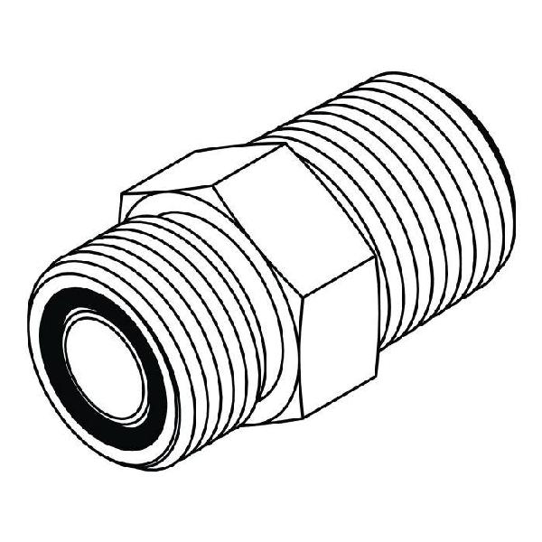 Adapter, Straight, Series: FF2404, 13/16-16 x 1/2-14 Nominal, Male O-Ring Face Seal x MNPT End Style, Steel, Trivalent Chromate Plated, Silver