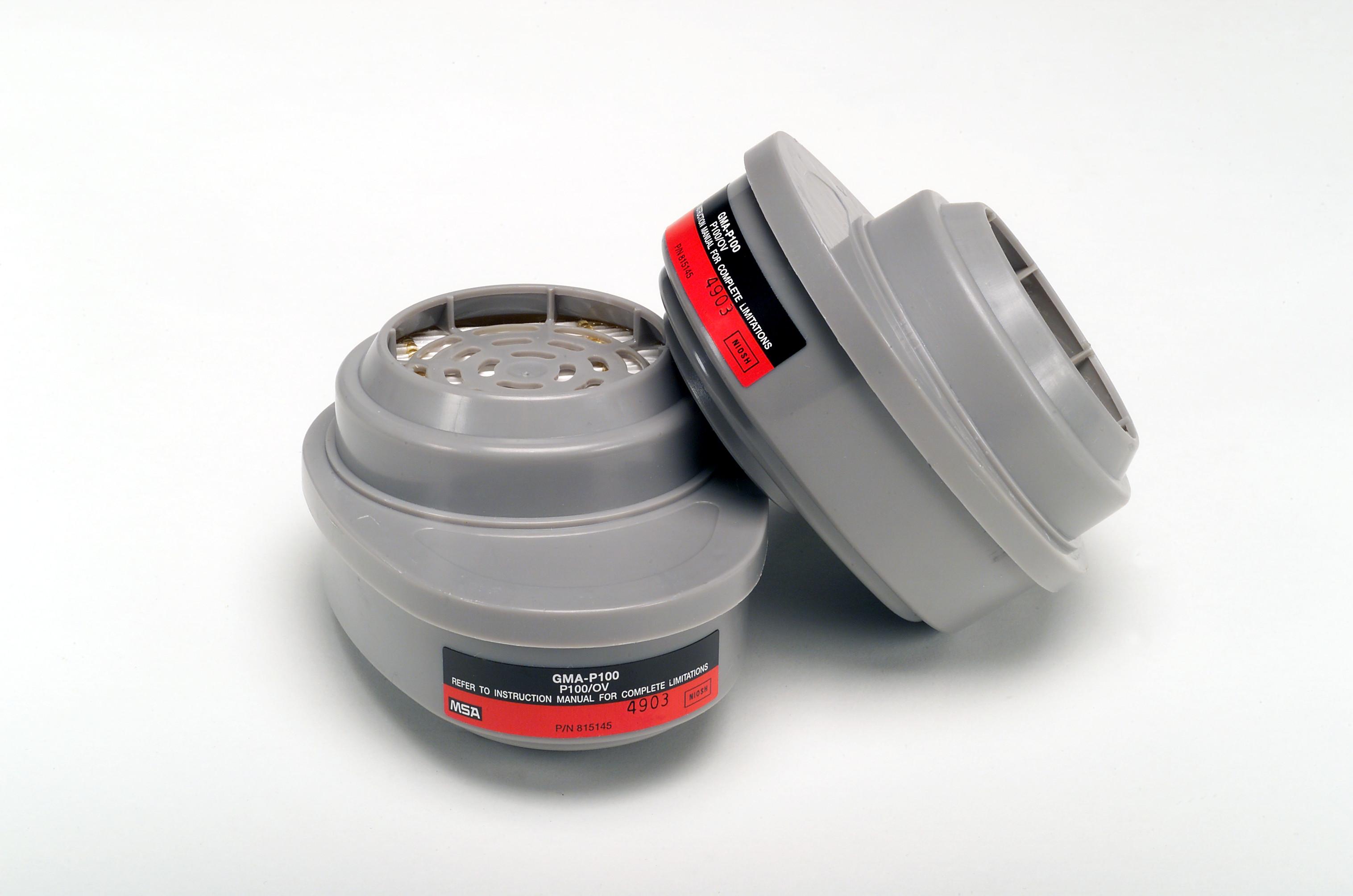 Respirator Cartridge, Series: Advantage®, GMA Style, For Use With: Advantage® Series Respirators, Organic Vapor, Mercury Vapor Gas, P100 Filter Class, 0.999 Filter Efficiency, Bayonet Connection, Resists: Mercury Vapors and Organic Vapors, 9 in L x 6 in W x 2-1/2 in H Dimensions