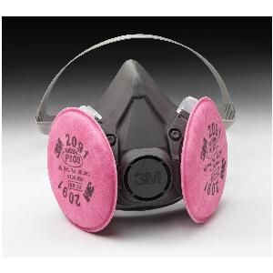 Half Facepiece Respirator, Series: 6000 Series, For Use With: 3M 2000, 200 and 5000 Series Filters, P100 Filter Class, L Size, Bayonet Connection, Thermoplastic Elastomer, Resists: Gas/Vapor