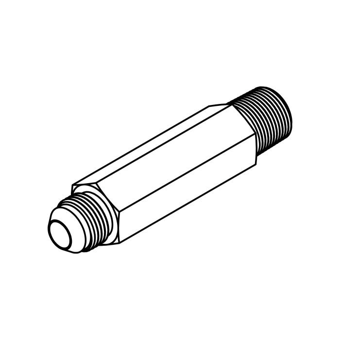 Adapter, Extra Long Straight, Series: 2404-LL, 1-1/16-12 x 3/4-14 Nominal, 37 deg Male JIC x MNPT End Style, 5 in Length, Steel, Trivalent Chromate Plated, Silver