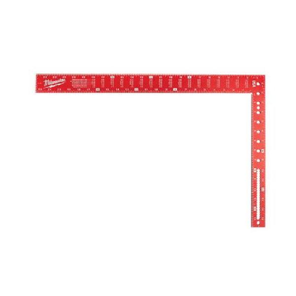 Framing Square, 400 x 600 mm Size, Graduations: 2 mm, Measuring System: Metric, 24 in Width, Anodized Aluminum, Red