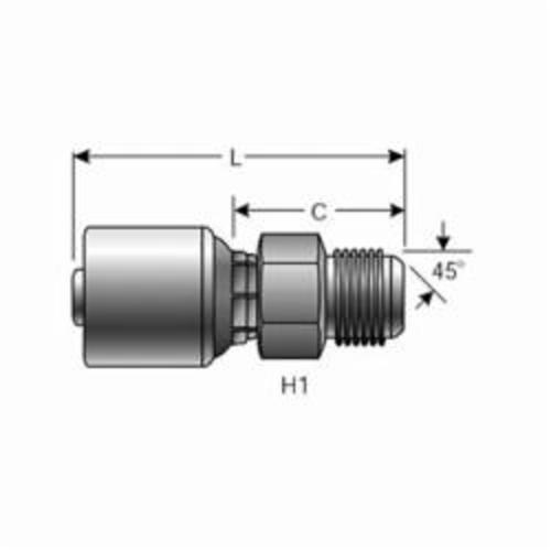 Hydraulic Coupling, 1/2 Inch x 3/4-16 Inch Hose ID, Male SAE 45° Flare, 13/16 Inch Stem, Steel
