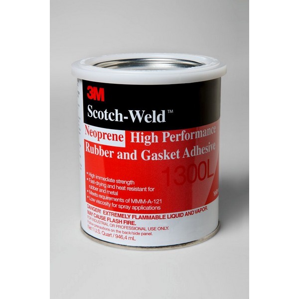 Rubber and Gasket Adhesive, High Performance High Strength, Pail Container, 1 qt Container, Polychloroprene Chemical, 4 min Drying, 8 min Setting, 24 hr Curing, Yellow