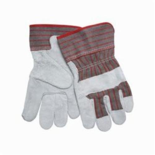General Purpose Gloves, Economy Grade, Leather Palm Glove, L, Cowhide Leather Palm, Cowhide Leather, Gray, Gunn Pattern/Standard Finger/Wing Thumb, Fleece, Safety Cuff, Uncoated, Knuckle Strap/Shirred Elastic Closure, 10.44 in Length