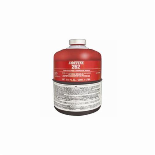 Threadlocker, High Strength Medium Viscosity Permanent, Series: 262™, Bottle Container, 1 L Container, Curing, Red, -65 to 300 deg F, 1.05 Specific Gravity, <gt/>199.94 deg F Flash Point, 1800 to 5000 cPs Viscosity, Applicable Materials: Metal, Brass