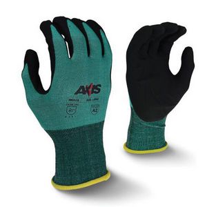 General Purpose Gloves, Series: RWG533, Coated Glove, L Size, HPPE Palm, HPPE, Black/Green, Seamless Cuff, Sandy Foam Nitrile Coating, Resists: Abrasion, Cut, Puncture and Tear