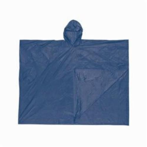 Disposable Poncho, 1-Ply, Series: Schooner I, Universal, 52 in Length, Navy Blue, 0.1 mm PVC, 80 in Chest, Side Snap Closure