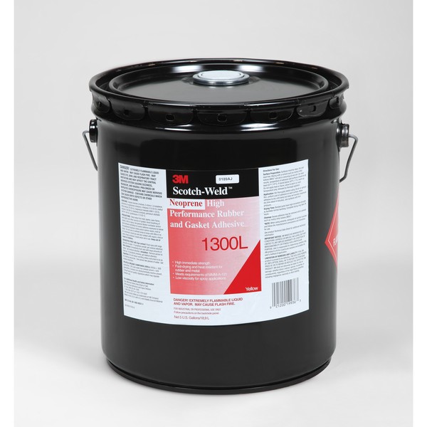 Rubber and Gasket Adhesive, High Performance High Strength Low Viscosity, Pail Container, 5 gal Container, Urethane Acrylate Chemical Type, 4 min Drying, 8 min Setting, 12 min Curing, Yellow