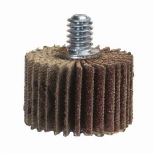 Coated Flap Wheel, Mini Mounted, Series: R207, 1 in Wheel Diameter, 1 in Face Width, P80 Grit, Medium Grade, Aluminum Oxide Abrasive, 30000 RPM Maximum, 1/4-20 Center Hole Thread Size, Heavy Cotton/Polyester Backing, No Interleaf, Threaded Mandrel Attachment