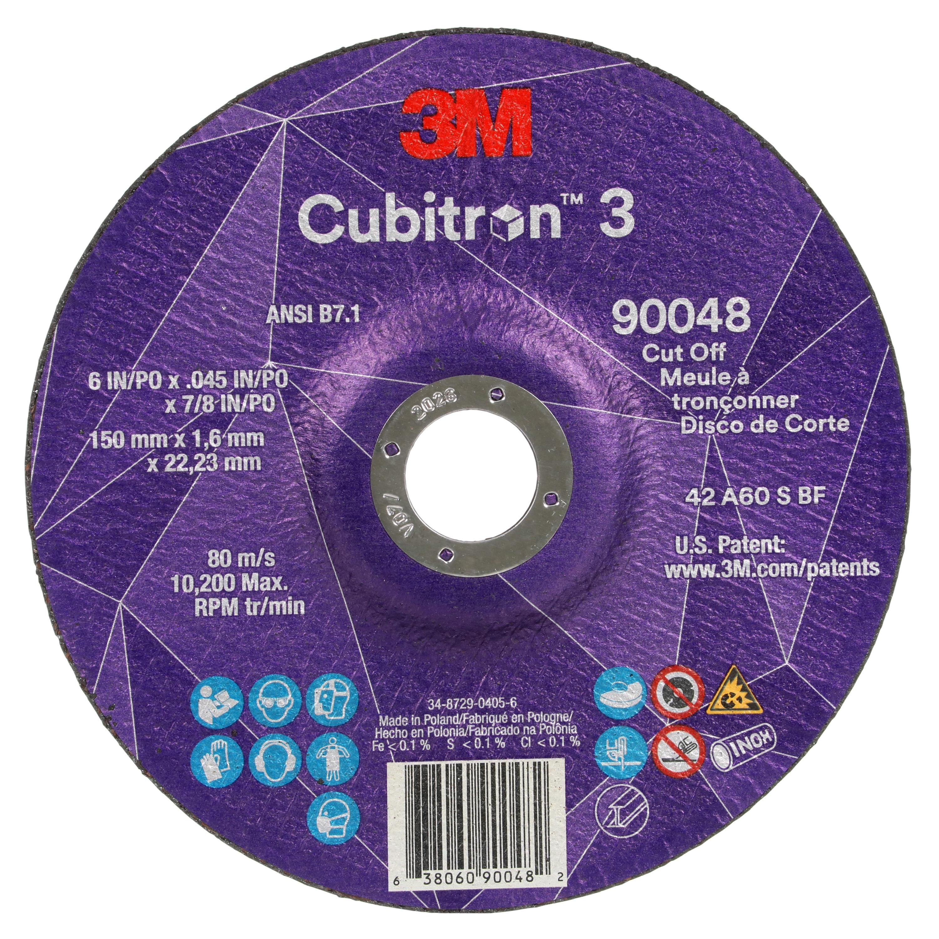Cut-Off Wheel, Type 27, 6 in Wheel Diameter, 0.045 in Wheel, 0.875 in Center Hole, 60+ Grit, Precision Shaped Ceramic Abrasive, 10200 RPM Maximum, Resin Bond, Wheel Type Number: T27, For Use With: Industrial/Occupational use only, Reinforced: Yes